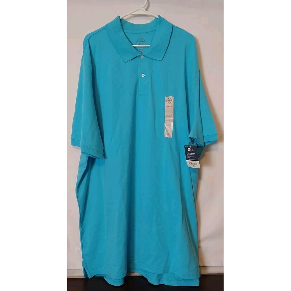 Men's St Johns Bay Big & Tall Comfort Stretch Easy Care Blue Polo Shirt 3XLT